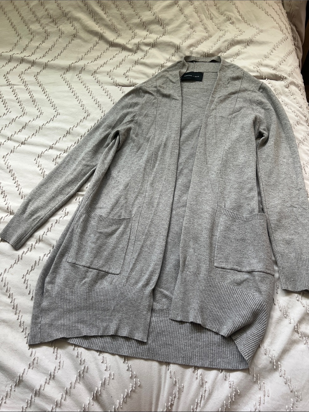 AllSaints Heather Gray Open-Front Knit Cardigan